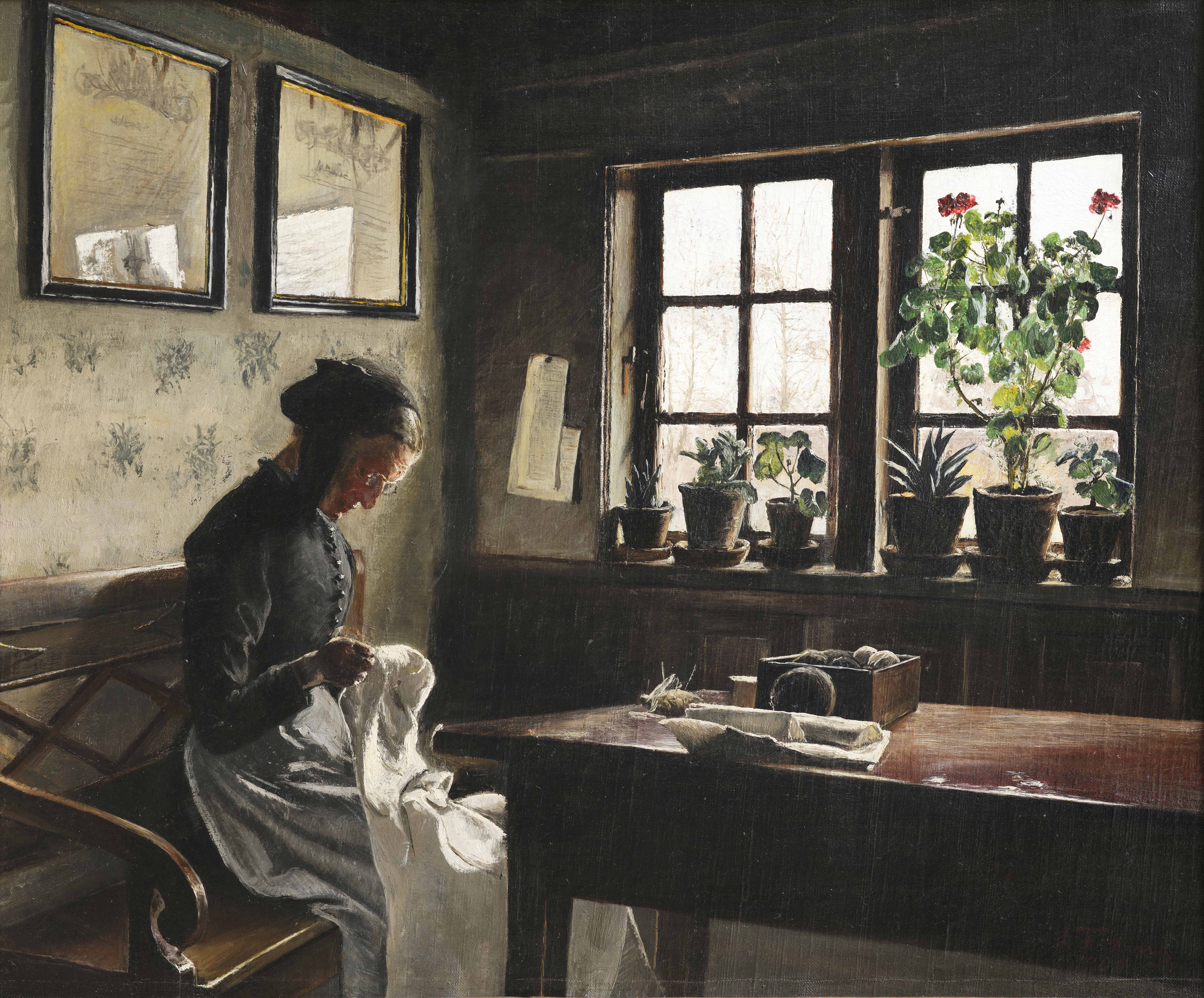 L.A. Ring, Interiør Med Syende Kone, 1909, VWC Foto Anders Sune Berg Beskaaret